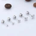 Premium Stainless Steel Plated Double Diamond Stud Earrings - Stylish Minimalistic Design, Excellent Craftsmanship, Multiple Sizes - European and American Style. 