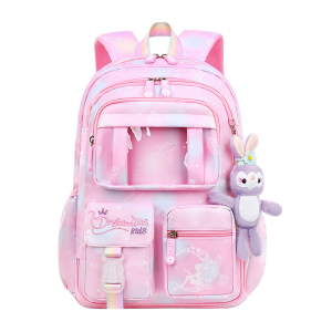 [🚚จัดส่งจากกรุงเทพฯ] กระเป๋าเป้เด็กผู้หญิงสไตล์เกาหลีลายตุ๊กตากันน้ำความจุใหญ่สีสะท้อนแสงเหมาะนักเรียน6-12ปี