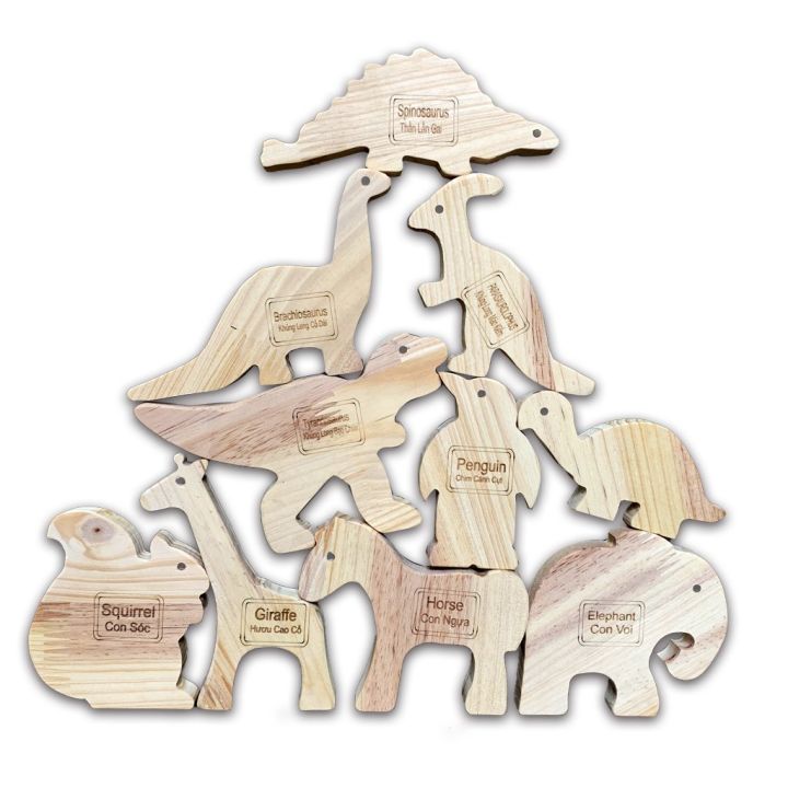 Đồ Chơi Khủng Long Bằng Gỗ Tự Nhiêu, An Toàn, Hình Con Khủng Long, Kèm ...