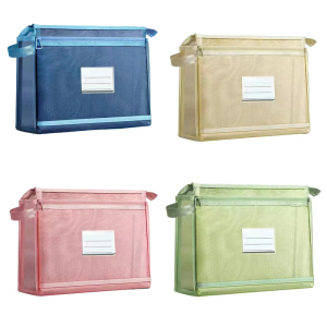 กระเป๋าสมุดออแกไนเซอร์ใส่เอกสารสองชั้นติดป้ายหน้าต่างล้างแฟ้ม32x26x6cm กระเป๋าแฟ้มเอกสารกระเป๋าเก็บของหนังสือ