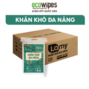 HÀNG CÔNG TY_Thùng 32 túi khăn vải khô đa năng LAMY 270 tờ siêu tiết kiệm không chất tẩy trắng