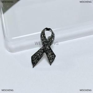 [COD] WEICHENG Simple Alloy Black White Ribbon Pin Badge Brooch Funerals Memorial Pin Mourning Badge Suit Clothing Jewelry Accessories