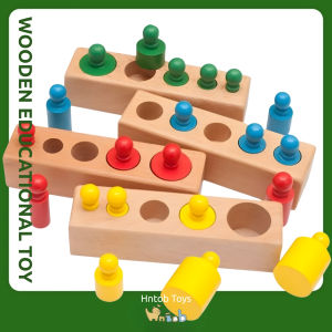 Hntob Wooden Cylinder Knobbed Sockets Montessori Educational Kids Toy Toddler Toys