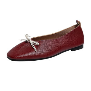 Free Shipping WomenS Single Shoes 2026 Spring/Autumn New Collection Bow-Knot Design Shallow Toe Slip-On Style Flat Sole Available In Large Sizes