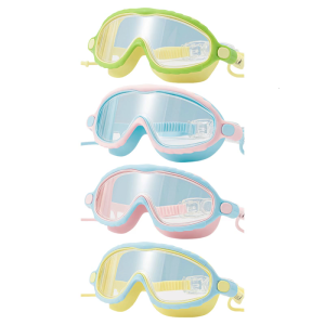 แว่นตาว่ายน้ำทนน้ำกบพร้อมที่อุดหูสำหรับเด็กเด็กชายวัยรุ่นเด็กผู้หญิงอายุ4-14ปีแว่นตาว่ายน้ำสำหรับเด็ก