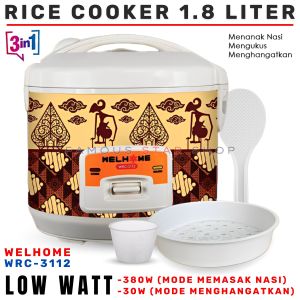 PROMO Mejikom Welhome 2 Liter Rice Cooker WRC-3111 | 3112 100% ANTI LENGKET HEMAT DAYA (30W Menghangatkan) & (380W Memasak) - 3 in 1 Menanak Menghangatkan dan Mengukus - FAMOUS STAR SHOP