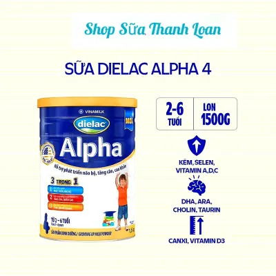 COMBO 2 HỘP SỮA BỘT DIELAC ALPHA 4 1500G (CHO TRẺ TỪ 2- 6 TUỔI).