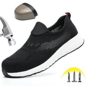Safety Shoes for Men Work Construction Casual Sneakers Summer Mesh Breathable Lightweight Comfortable Steel Toe Shoes for Women