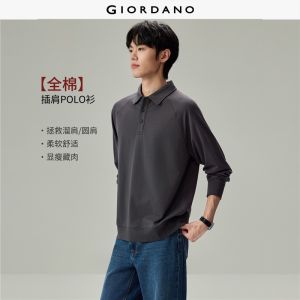 Giordano Beau Monde Men 100% cotton raglan sleeve polo shirt Free Shipping 13016618