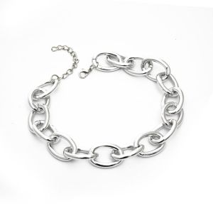 MAYIT Thép không gỉ Vòng cổ choker phong cách Punk Phong cách Gothic Bạc Dây chuyền mắt xích to Quà tặng Trang sức dự tiệc Trang phục hàng ngày