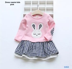 Jfrendfashion COD-Dress anak bergambar / Mini dress kids murah / Baju anak perempuan / Fashion anak perempuan / Pakaian perempuan / Dress kids Rawnie Kelinci