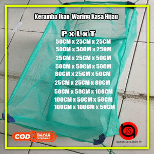 BJS502525 - Jaring Keramba Ikan kasa hijau ukuran kecil siap pakai 50x25x25