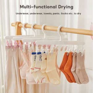 8 Clips Foldable Clip Folding Clothes Hanger Undergarment Socks Hat Towel Baby And Adult Windproof Drying Clothes Rack