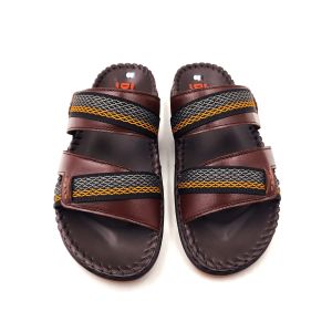 Dép 02 quai nam da NDK cao cấp thiết kế quai da và dù thời trang có size lớn 45 3 màu (Đen+Nâu+Vàng) N.DLDU