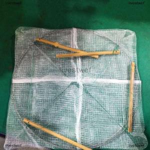 [COD] livestwef 1pcs Foldable Fishing Shrimp Fish Crab Bait Net 4 Holes Crayfish Lobster Fishnet Cast Dip Cage 42x20cm