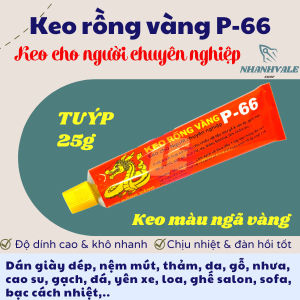 Rồng Vàng keo dán P-66 tuýp 25g đa năng keo con chó dùng dán giày dép da simili gỗ nhựa xốp cao su.