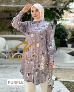 MDLY Baju kemeja atasan wanita/baju Tunik Premium/Tunik Motif Printing Silk/Zahira tunik by Mdly