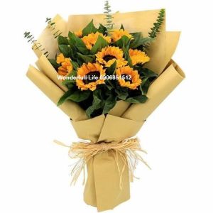 Hoa hướng dương sáp thơm dáng dài siêu to. bó 10 bông lịch sự . Ms 110