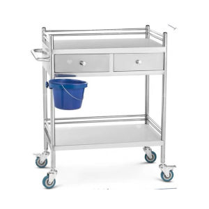 Ready Stock- 86cmH Stainless Steel Medical Cart 3-Tier Hospital Instrument Trolley with Drawers Surgical Nursing Dressing Cart Mobile Medical Equipment Cart Easy To Clean