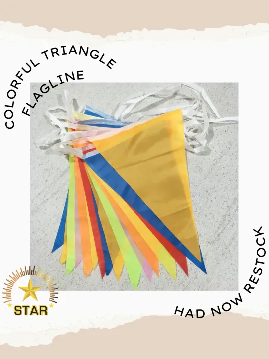 20ft Colorful Triangle Flag Line (16 piece Small Triangle Flag) | Lazada