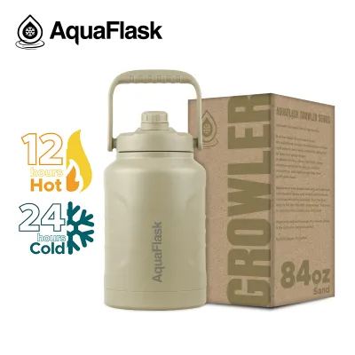 AquaFlask (84oz) Wide mouth w/ flip cap Vacuum Insulated Stainless Steel Drinking Water Bottle