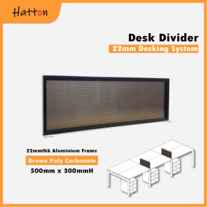 Hatton Table Partition Office Desk Divider | Workstation Social Distancing | Aluminimium Frame Poly Carbonate Panel | Table Screen | Workstation Separator | (Max 6 in 1Order ) | Brown or Blue Colours