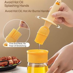 Small Yellow Duck Oil Brush Pot Household Silicone Oil Brush With Bottle Kitchen Pancake Baking