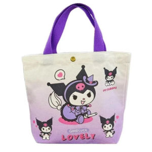 Diya Sanrio Canvas Bag Cartoon Kuromi Portable Shoulder Bag Japanese Shopping Bag Travel Bag