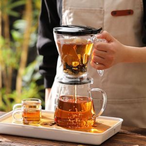 DCFVD Transparent Pour Over Coffee Dripper 600ml PC Coffee Brewer Pot Versatile with Cup Mat Coffee Filter Cup Americano