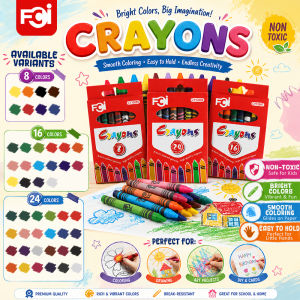 FCI Crayons 8 /16/24 Colors Non Toxic (8 available variants) Non-Toxic Washable Crayons Easy to Hold for Kids and Students