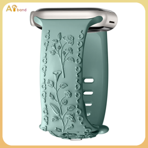 Floral Engraved Silicone Strap for Smart Watch Ultra 3/2/1 49mm Bands for Women IWatch 46mm 45mm 41mm 44mm 40mm 42mm 38mm Soft Rubber Bracelet Belt Band IWatch Series 11 10 9 8 7 6 5 4 3 Series SE 3/ SE2/ SE