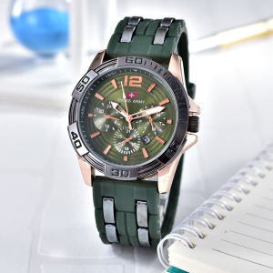 Swiss Army - Jam Tangan Pria - Body Rose Gold - White Dial - Black Rubber strap - SA-KRT-TGL-8040-R/White-Karet Hitam