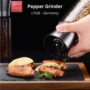 Dụng Cụ Xay Tiêu Tiêu Chuẩn Chất Lượng Đức Nắp Inox 304 Bình Chống Rơi Vỡ Nhập Khẩu