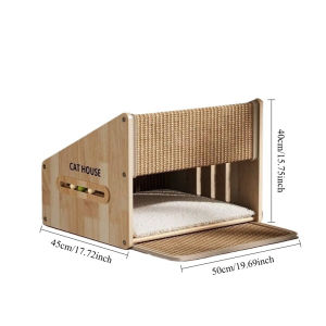LDECO Cat House & Cat Bed with Scratcher Pads | Sturdy Indoor Hideout for Kittens & Adult Cats