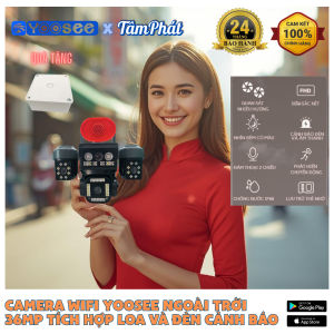 (Lỗi 1 đổi 1) Camera Ngoài trời Có đèn báo PTZ YooSee 46Mpx 1 mắt cố định và 1 mắt quay 360 độ - Góc Rộng