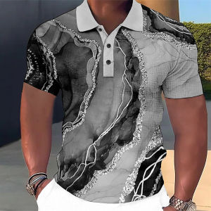 [Local Stock] HBESTY  Mens Polo Luxury T-Shirt 3D Colorful Printed Fashionable MenS Clothing Street Designer Short Sleeve Oversized Shirt And Blouse