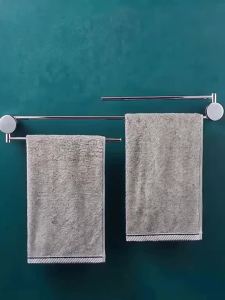 [OKLIFE. SG]Stainless Steel 180° Rotating Towel Rack Wall Mount Double Bar Towel Holder for Bathroom Kitchen