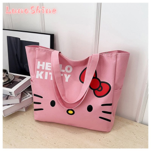 Lunashine Hello Kitty Túi tote không thấm nước với dung tích lớn hoàn hảo cho du lịch và sử dụng thường nhật có in hình nơ dễ thương và nhiều túi bên trong