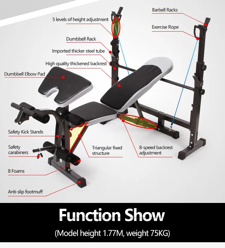 Bench Press Home Fitness Kit Bench Press 10 in 1 Adjustable