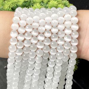 Thousand Crystals and Ten Thousand Beads White cats eye stone loose beads bracelet semi-finished round beads handmade diy Ornament Accessories 2026