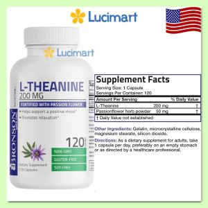 Viên uống hỗ trợ não L-Theanine 200mg Bronson [Hàng Mỹ]