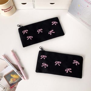GIORGIONE Bowknot Bow Stationery Bag Large Capacity  Storage Korean Style Pencil Case Bow Cosmetic Bag Aesthetic Bow Pencil Pouch Stationery Holder
