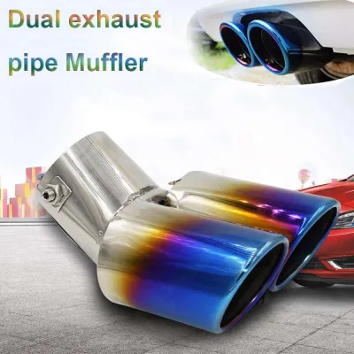 1 Pcs Universal Chrome Stainless Steel Car Rear Dual Exhaust Pi-pe Tail Muffler Tip