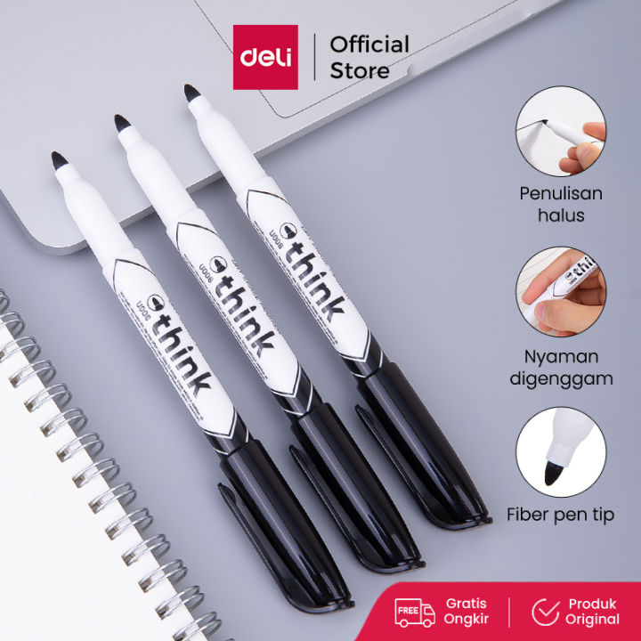 Deli Spidol Papan Tulis / Dry Erase Marker Tinta Hitam Warna Terang EU00620