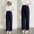 Celana Kulot Crinkle Airflow Premium High Waist - Kancing - All Size. 