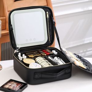 [SG] LED Cosmetic Bag Organizer Female Large Make Up Portable Travel Storage Bag Professional Makeup Artist