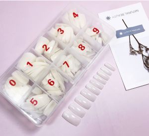 [HCM]Móng úp chân phom vuông dài - Móng úp chân dài dùng được cho tay và chân (Hộp 500 móng đủ size)