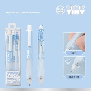 FUTUI 2 pcs ABS Tiny Gel Pens Set Press Multifunction Gel Pen Mini Book Pen 0.5mm Ballpoint Student Writing Pen Smooth Writing