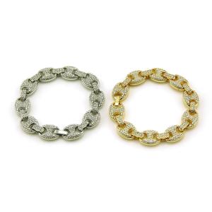 Kemstone Gold/Silver Ellipse Shape Geometric Design Bracelet for Men Hip Hop Style