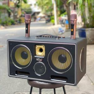 Loa Full Gỗ DK68 700W Bass Đôi 20cm 6 Đường Tiếng Full 3 Dải Tần Số Bass Trυng Treble 2 Bo Mạch Cao Cấp Kèm Cặp Micro UHF Hát Nhẹ Nâng Giọng
